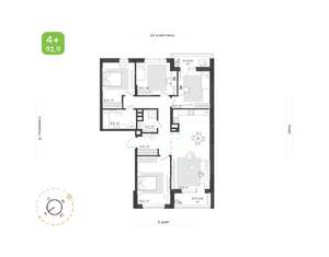 4-к квартира, строящийся дом, 93м2, 6/16 этаж
