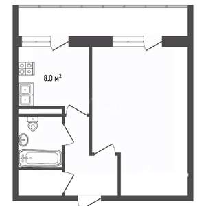 1-к квартира, вторичка, 30м2, 4/5 этаж