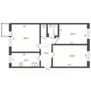 3-к квартира, вторичка, 58м2, 3/5 этаж