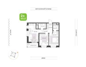 2-к квартира, вторичка, 60м2, 19/19 этаж