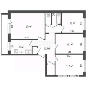 4-к квартира, вторичка, 73м2, 5/5 этаж