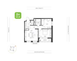 2-к квартира, вторичка, 62м2, 11/21 этаж