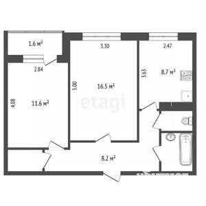 2-к квартира, вторичка, 51м2, 9/10 этаж