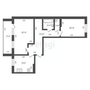 2-к квартира, вторичка, 60м2, 5/5 этаж