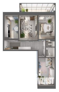 3-к квартира, строящийся дом, 66м2, 2/3 этаж