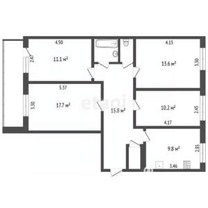 4-к квартира, вторичка, 80м2, 5/9 этаж