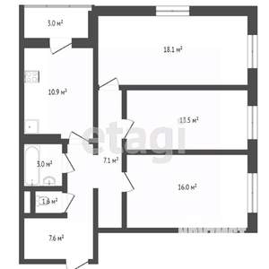 3-к квартира, вторичка, 78м2, 2/11 этаж