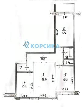 3-к квартира, вторичка, 65м2, 6/9 этаж