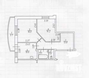 2-к квартира, вторичка, 59м2, 14/16 этаж