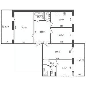 4-к квартира, вторичка, 86м2, 1/5 этаж