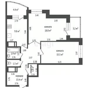 2-к квартира, вторичка, 63м2, 8/19 этаж