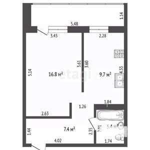 1-к квартира, вторичка, 37м2, 8/10 этаж
