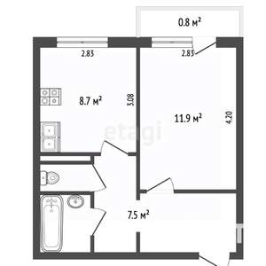 1-к квартира, вторичка, 32м2, 5/10 этаж