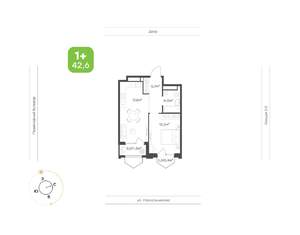 1-к квартира, вторичка, 43м2, 3/24 этаж
