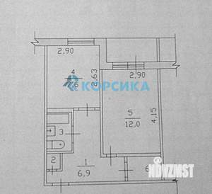 1-к квартира, вторичка, 33м2, 1/9 этаж