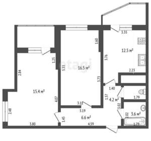 2-к квартира, вторичка, 70м2, 13/19 этаж