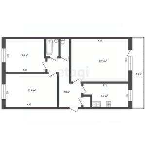 3-к квартира, вторичка, 59м2, 5/5 этаж