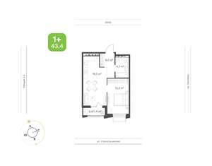 1-к квартира, вторичка, 43м2, 3/16 этаж