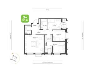 3-к квартира, вторичка, 90м2, 2/16 этаж