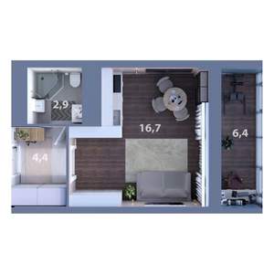 Студия квартира, вторичка, 27м2, 10/25 этаж