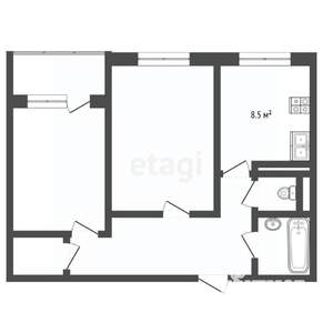 2-к квартира, вторичка, 51м2, 8/9 этаж