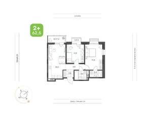 2-к квартира, вторичка, 63м2, 6/9 этаж