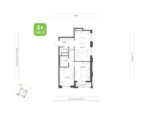 2-к квартира, вторичка, 64м2, 11/24 этаж