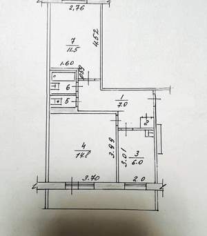 2-к квартира, вторичка, 42м2, 2/5 этаж