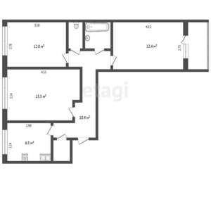 3-к квартира, вторичка, 62м2, 2/9 этаж