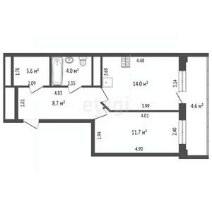 1-к квартира, вторичка, 47м2, 5/18 этаж