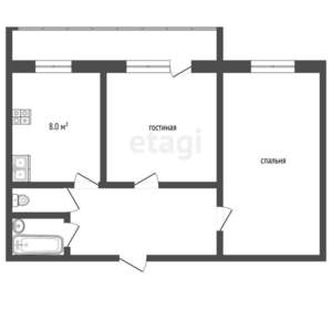 2-к квартира, вторичка, 48м2, 7/12 этаж