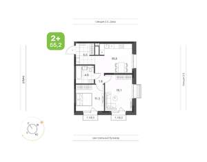 2-к квартира, вторичка, 55м2, 2/24 этаж