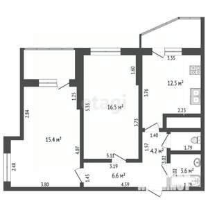 2-к квартира, вторичка, 60м2, 13/19 этаж