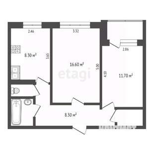 2-к квартира, вторичка, 51м2, 3/9 этаж
