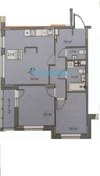 3-к квартира, вторичка, 65м2, 1/16 этаж