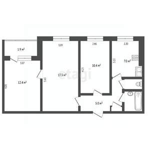 3-к квартира, вторичка, 56м2, 4/9 этаж