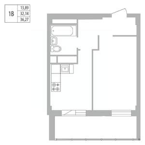 1-к квартира, вторичка, 36м2, 3/25 этаж