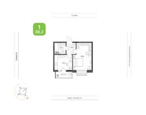 1-к квартира, вторичка, 38м2, 5/9 этаж