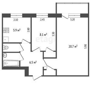 2-к квартира, вторичка, 47м2, 14/14 этаж