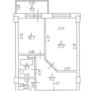 1-к квартира, вторичка, 46м2, 3/9 этаж