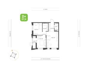 2-к квартира, вторичка, 57м2, 16/16 этаж