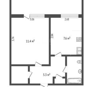 1-к квартира, вторичка, 28м2, 5/5 этаж