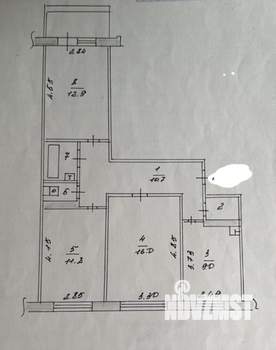 3-к квартира, вторичка, 66м2, 6/9 этаж