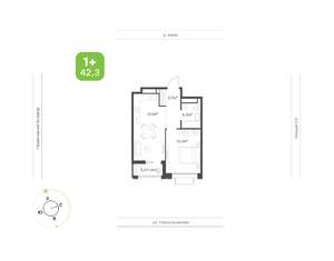 1-к квартира, вторичка, 42м2, 20/24 этаж