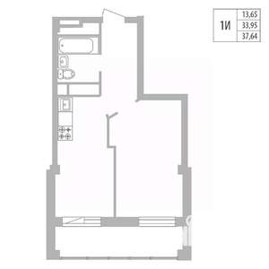 1-к квартира, вторичка, 38м2, 10/25 этаж