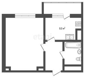 1-к квартира, вторичка, 44м2, 13/24 этаж