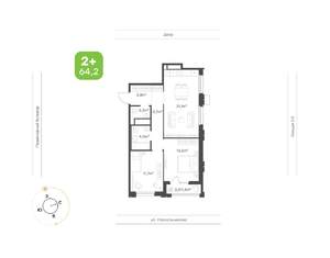 2-к квартира, вторичка, 64м2, 6/24 этаж