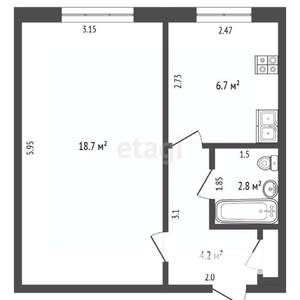 1-к квартира, вторичка, 34м2, 9/9 этаж