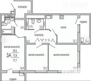 3-к квартира, вторичка, 78м2, 10/18 этаж