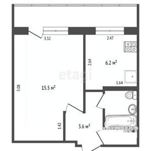 1-к квартира, вторичка, 29м2, 5/5 этаж